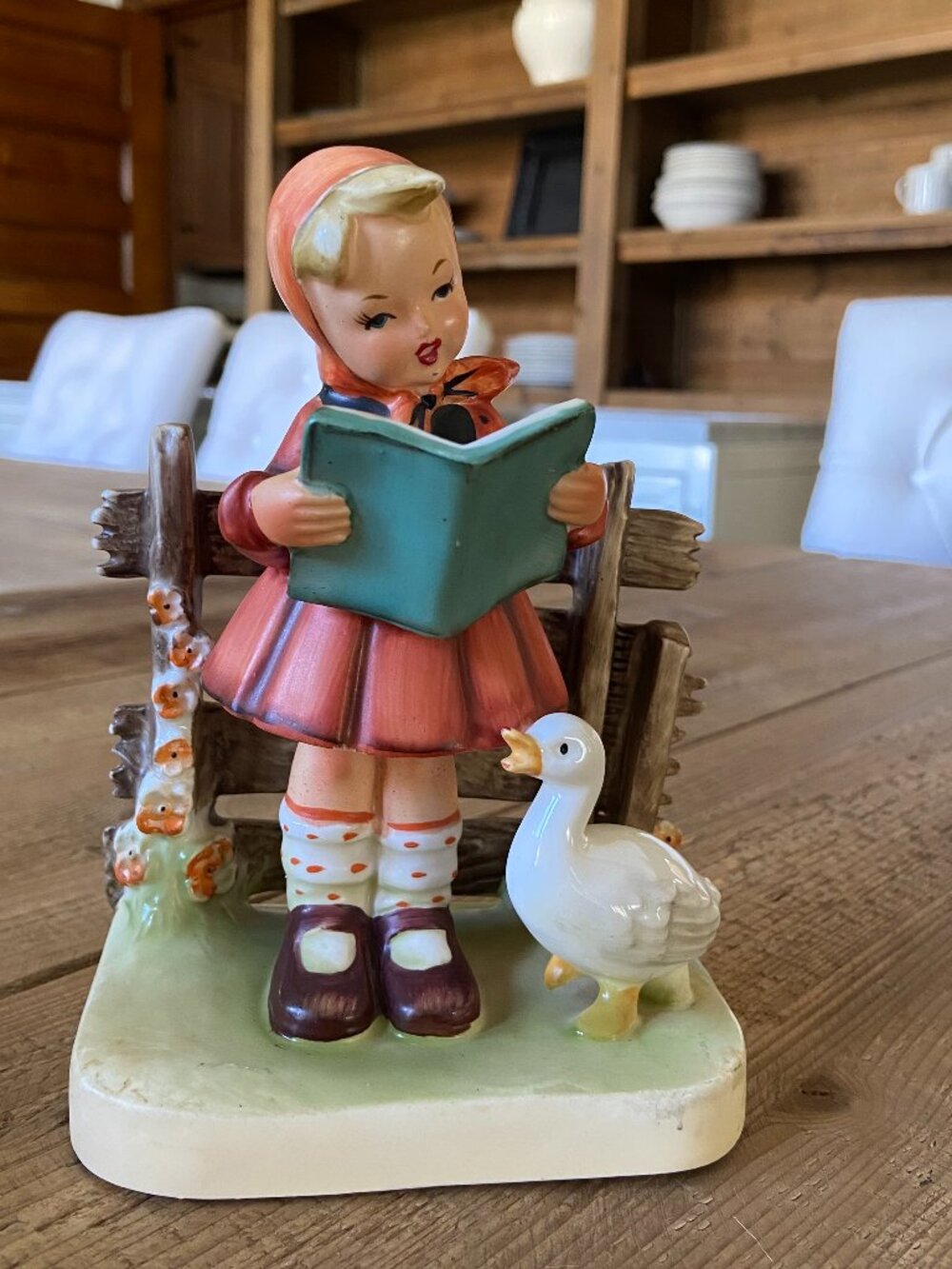 VINTAGE LEGO JAPAN CERAMIC GIRL WITH DUCK FIGURINE